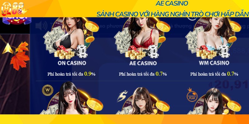 AE Casino QH88 – Sảnh casino với hàng nghìn trò chơi hấp dẫn